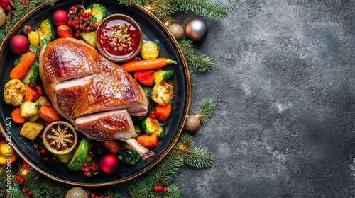 Festive duck, roasted to perfection. photo