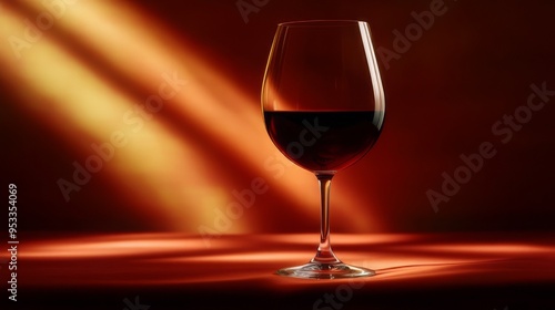 Autumn or winter cosy mood. Wine glass, on neutral background, with space for text. Luxury concept winery or restaurant design. Healthy wine, to accompany a meal or as an aperitif at an event