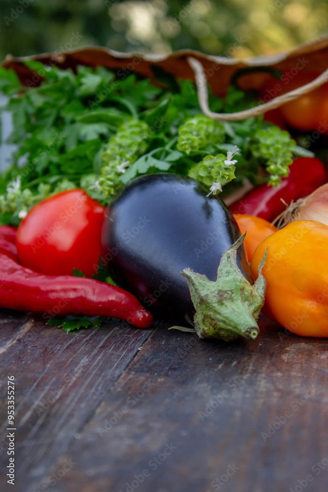 fresh vegetables on a wooden background in a paper bag. Selective focus fresh vegetables on a wooden background in a paper bag. Selective focus