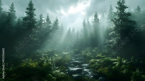 Sunbeams penetrate a dense ...