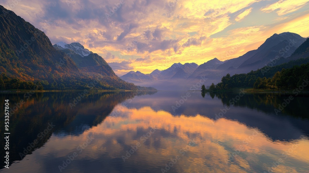 Mountain Lake Sunset with Reflection Mountain Lake Sunset with Reflection