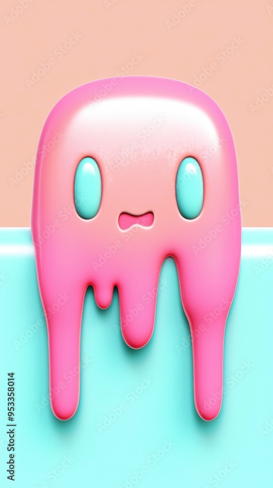 Cute Pink Goo Dripping Cartoon Character Cute Pink Goo Dripping Cartoon Character