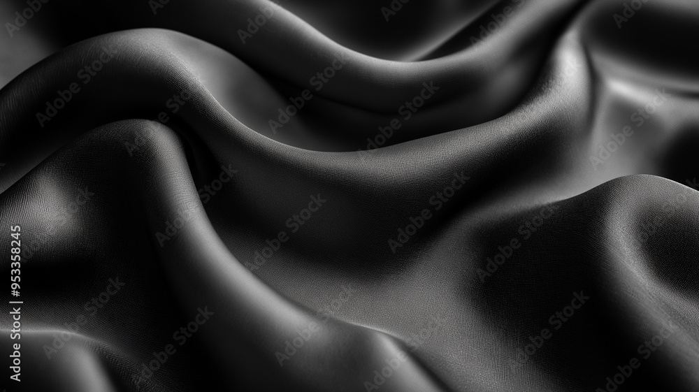 Black silk fabric with soft folds