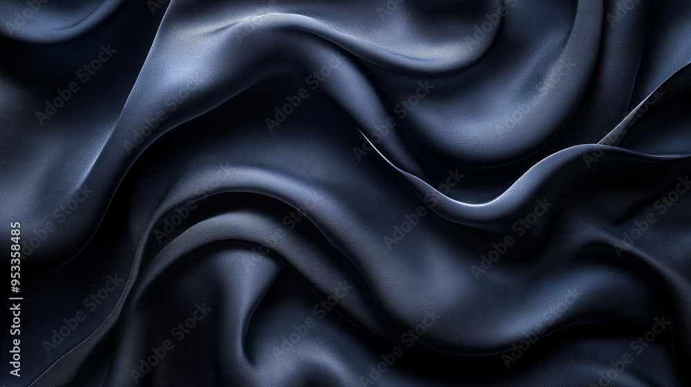 Black silk fabric with soft folds Black silk fabric with soft folds