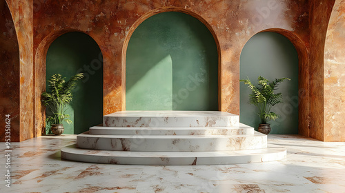 Three arched doorways with ...