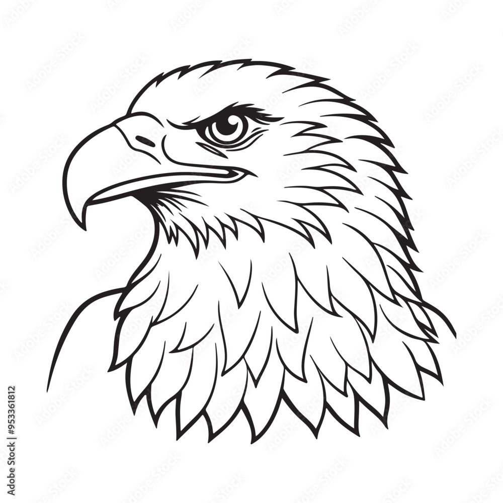 Fototapeta premium Eagle line art vector silhouette with white Background