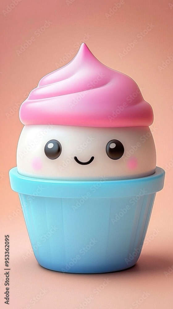 Cute Cupcake with Smiling Face Cute Cupcake with Smiling Face
