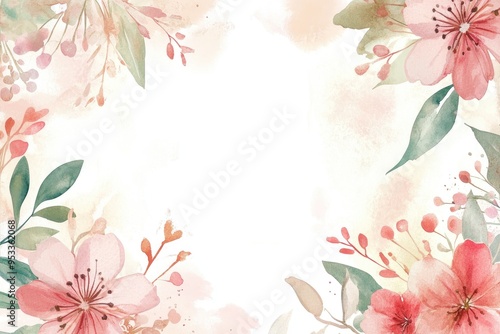 Beautiful floral border design featuring soft pink flowers and greenery, perfect for invitations and greeting cards.