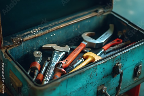 Obraz na płótnie An Open Toolbox Filled with Tools w salonie