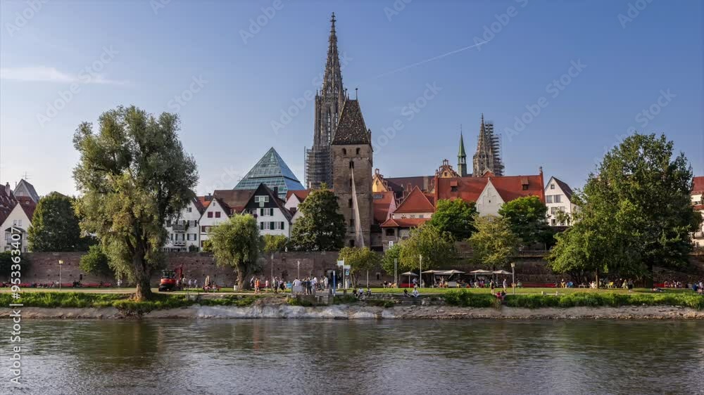 time lapse from Ulm Skyline in Summer at the river Danube time lapse from Ulm Skyline in Summer at the river Danube