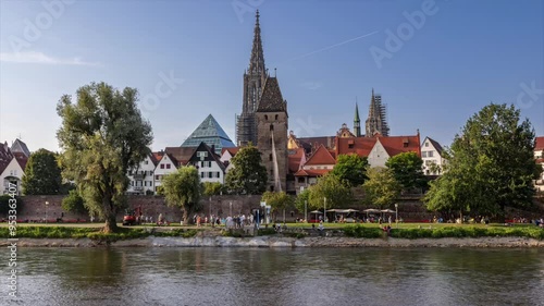 time lapse from Ulm Skyline in Summer at the river Danube photo