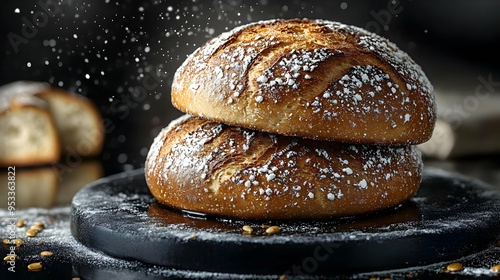 Two freshly baked bread rol...
