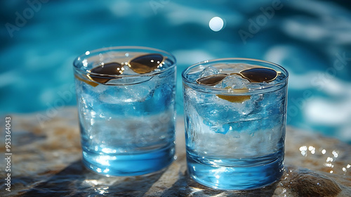 Two glasses of water with i...