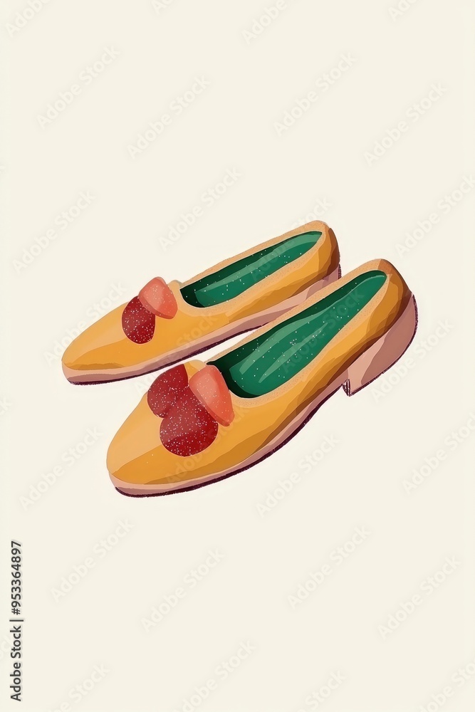 Yellow Loafers with Red Hearts Yellow Loafers with Red Hearts