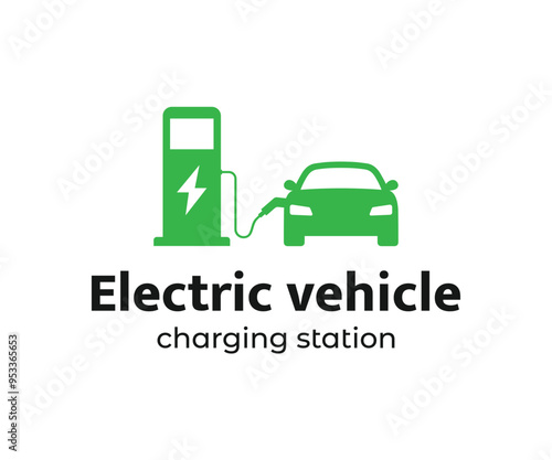 Electrical charging station logo design template. EV charging station logo. Electric vehicle charging station logo
