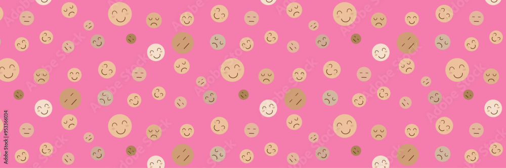 Happy, normal and sad imoji pattern with pink color background, Seamless pattern with imojies Happy, normal and sad imoji pattern with pink color background, Seamless pattern with imojies
