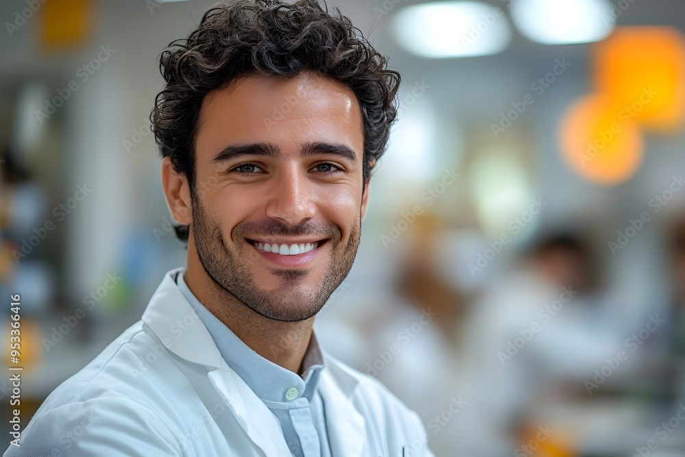 Portrait of Smiling Doctor in White Coat on Solid White Background Portrait of Smiling Doctor in White Coat on Solid White Background