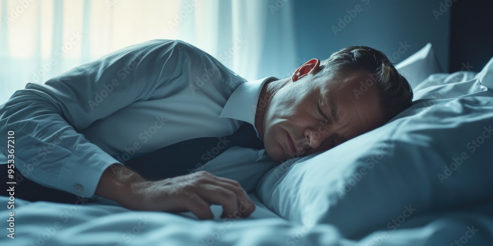 Sleeping Man, Stressed Expression Sleeping Man, Stressed Expression