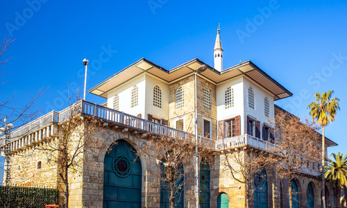 View of historical sepetci kiosk (kasri) facade under blue sky in istanbul photo