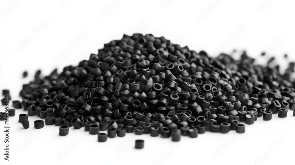 Granules of polycarbonate isolated on white background. Chemical technology concept Raw material banner with place for text. Granules of polycarbonate isolated on white background. Chemical technology concept Raw material banner with place for text.