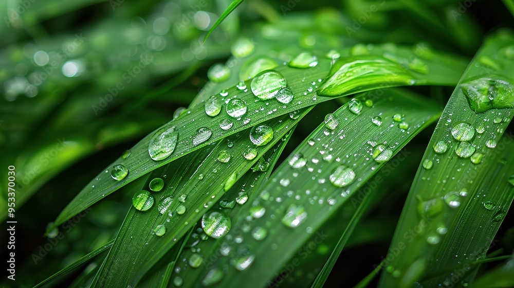 Stunning Picture of Dewdrop on Green Grass: A Delicate and Enchanting Natural Snapshot. Showcasing the Beauty and Serenity of Tiny Wonders.