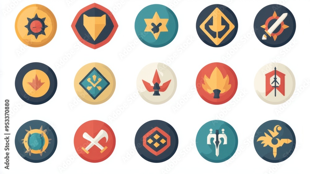 Vibrant Vector Gaming Community Icon Set for Clans, Guilds, and Teams in Mobile App Vibrant Vector Gaming Community Icon Set for Clans, Guilds, and Teams in Mobile App