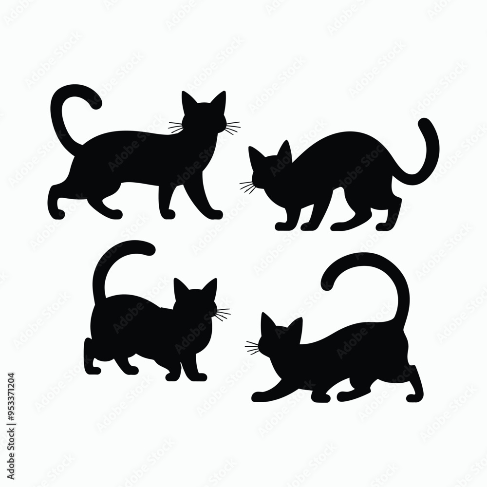 Norwegian Forest Cat Silhouette Vector Set Animals Illustration Template Norwegian Forest Cat Silhouette Vector Set Animals Illustration Template