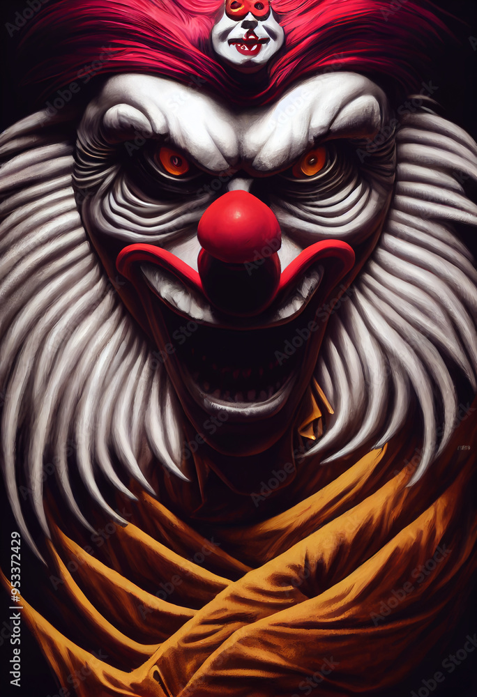 Naklejka premium Portrait of an evil creepy clown