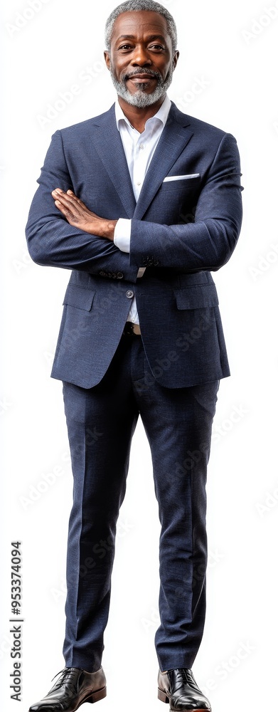 Full length Senior african american businessman in formal wear portrait of confident businessman.isolated white background, remove background, Generative AI Full length Senior african american businessman in formal wear portrait of confident businessman.isolated white background, remove background, Generative AI