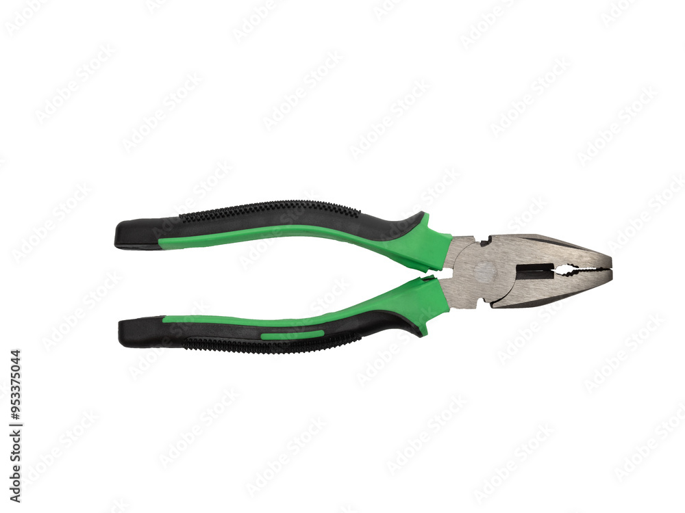 Used combination pliers, close up on white surface Used combination pliers, close up on white surface