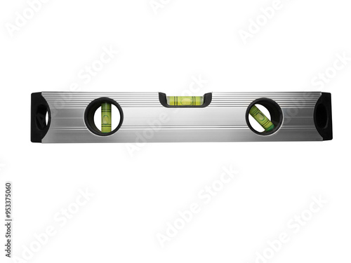 Silver spirit level isolated on white background. Construction tool.