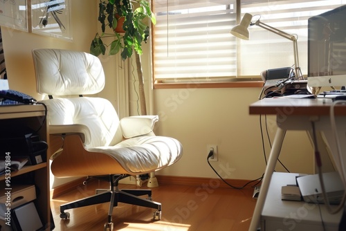 Modern Home Office with Eames Lounge Chair photo