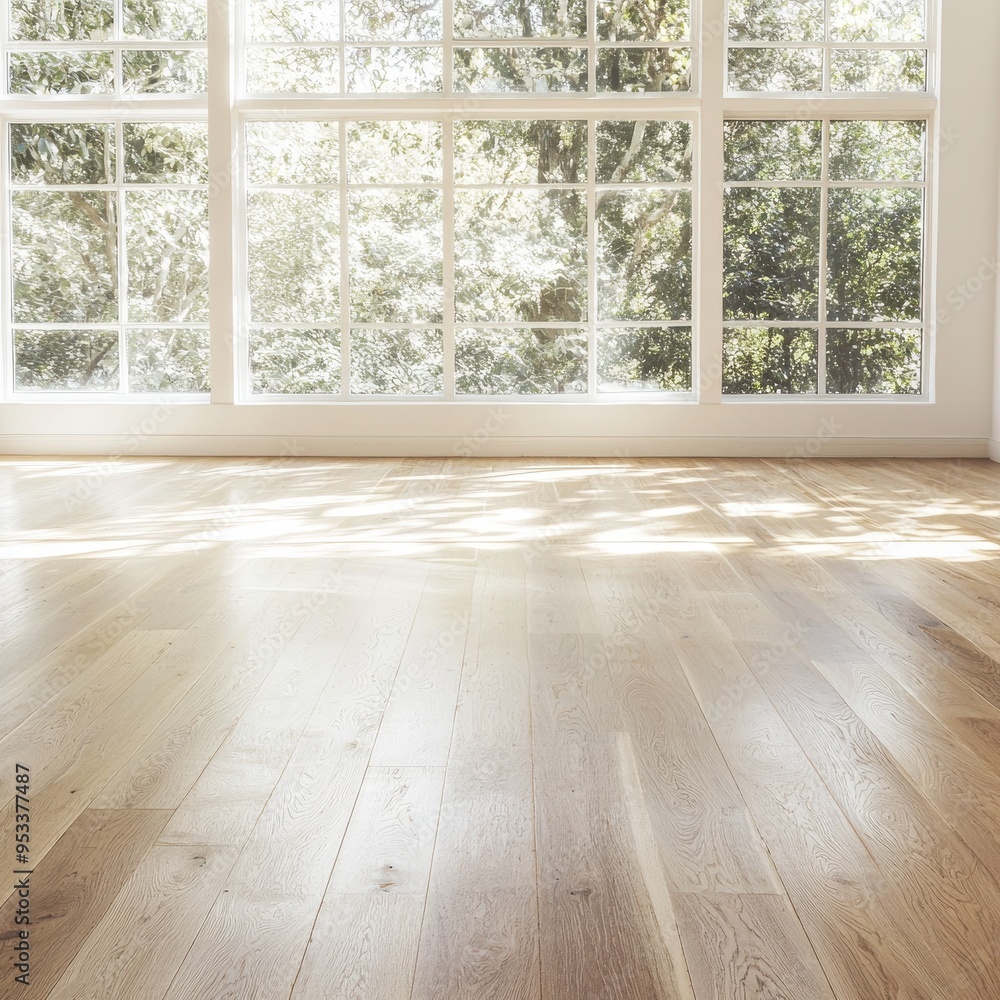 Light Wood Floor With Large Window And Tree Views Light Wood Floor With Large Window And Tree Views