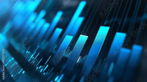 The 3D render of the data visualization bar chart for finance combines clear, impactful design with modern graphical elements. It emphasizes readability and usability, photo