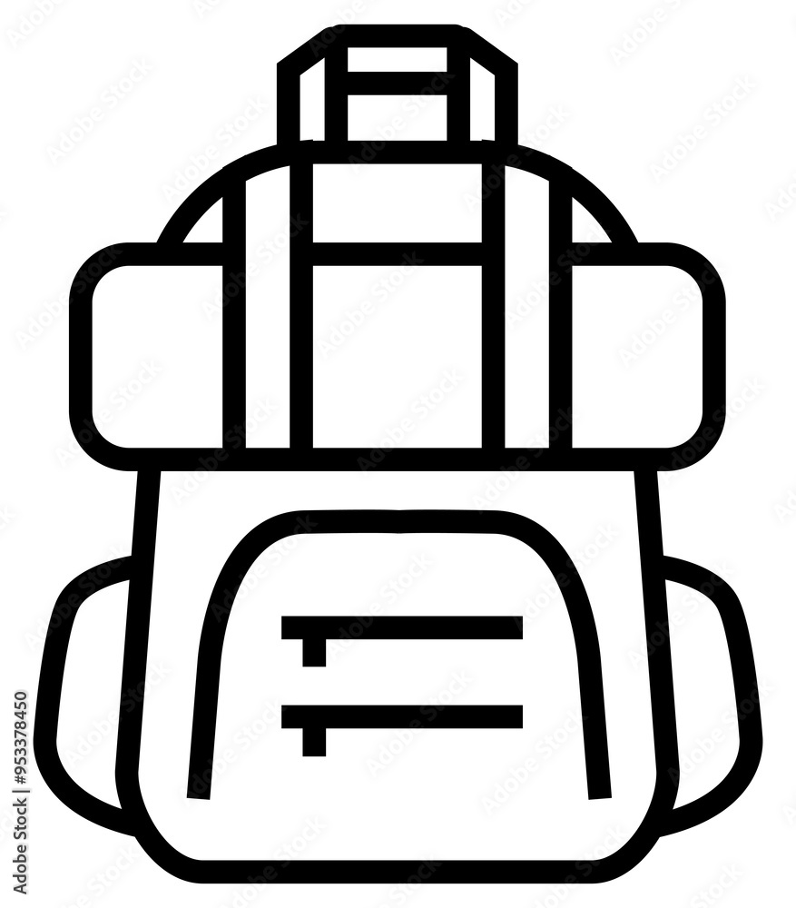 Line art travel bag illustration, outline luggage icon. PNG, transparent background, Line art travel bag illustration, outline luggage icon. PNG, transparent background,