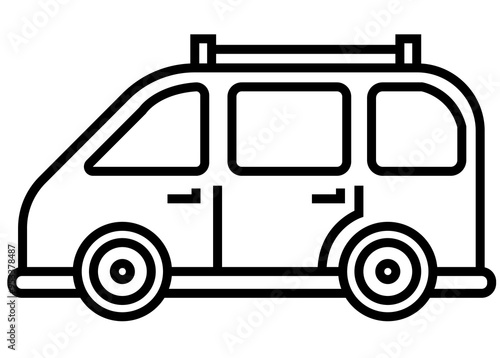 line art mini bus transport outline illustration. PNG with transparent background.	