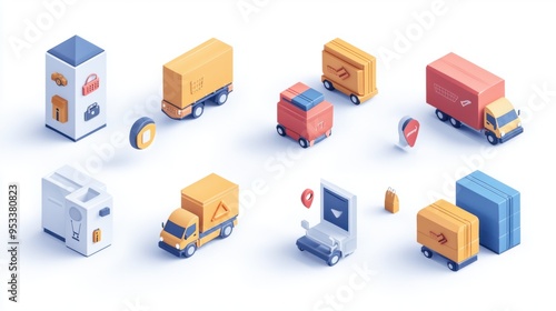 Vibrant 3D Shopping App Shipping Icons - Standard, Expedited, Same-Day Delivery Options