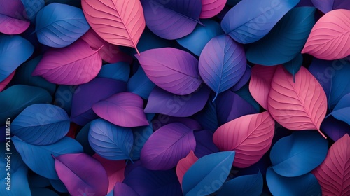 Wallpaper Mural Vibrant leaves in shades of pink and blue, abstract nature background. Colorful and artistic design. Torontodigital.ca