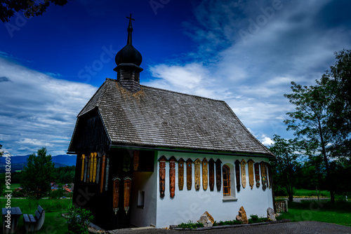  old chapel with death boards in the Bavarian Forest Germany photo