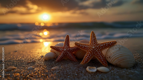 Two starfish and a seashell...