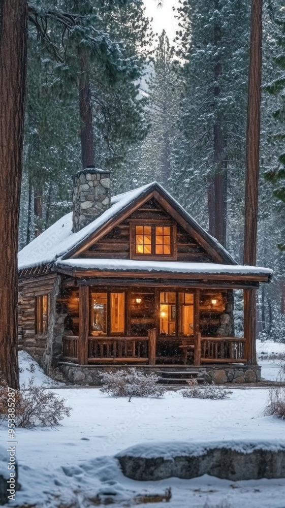 Rustic cabin nestled among towering pine trees, showcasing natural wood textures, a cozy atmosphere, and serene forest surroundings that invite tranquility and escape. Rustic cabin nestled among towering pine trees, showcasing natural wood textures, a cozy atmosphere, and serene forest surroundings that invite tranquility and escape.