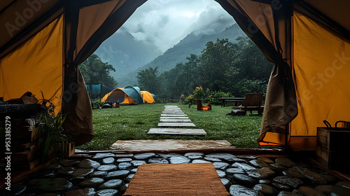 View from inside a tent to ...
