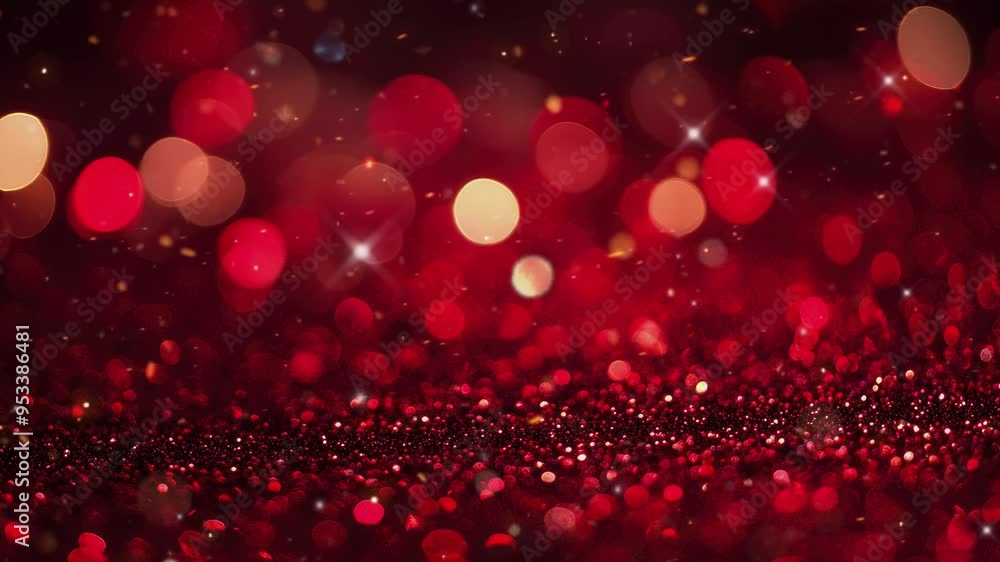 Red Glitter Background Animation with Sparkling Lights and Bokeh Effects, Perfect for Holiday or Celebration Videos Red Glitter Background Animation with Sparkling Lights and Bokeh Effects, Perfect for Holiday or Celebration Videos