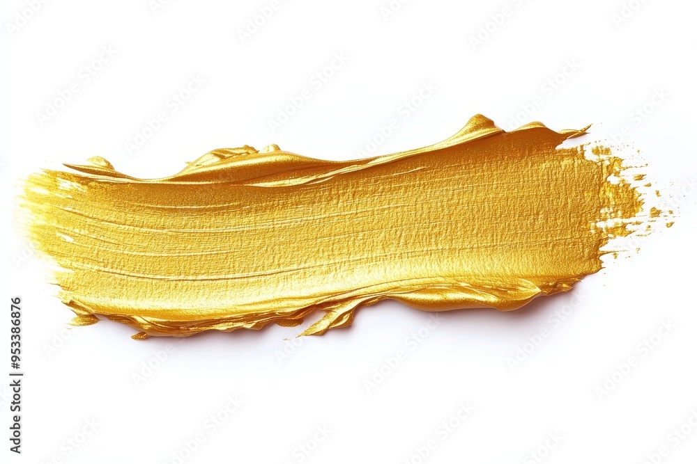 Golden Oil Paint Smear on White Background - Abstract Texture Artistic Concept Golden Oil Paint Smear on White Background - Abstract Texture Artistic Concept