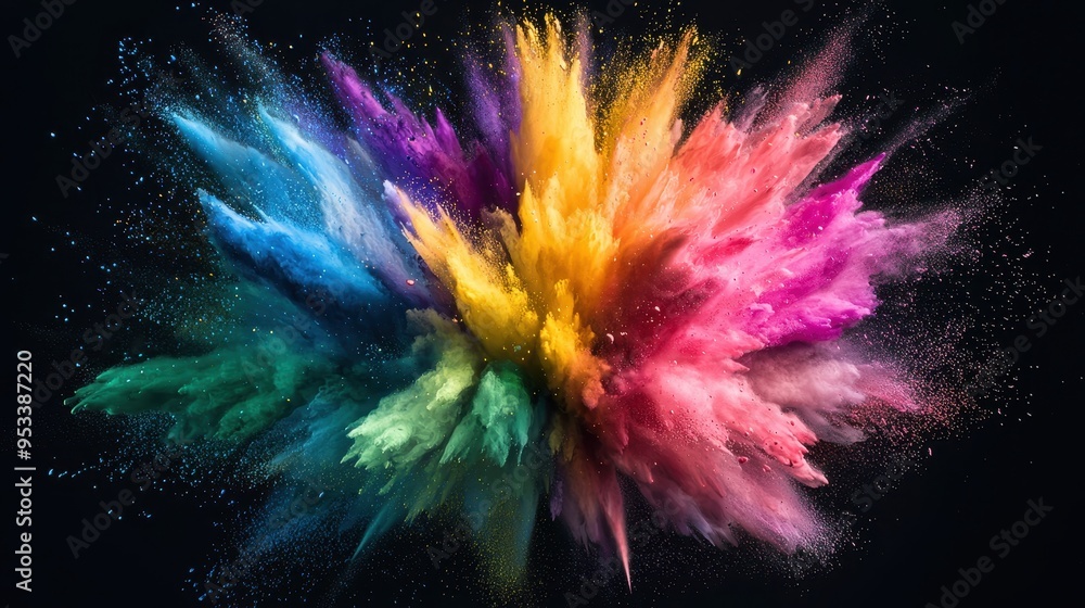 Colorful Powder Explosion on Black Background Colorful Powder Explosion on Black Background