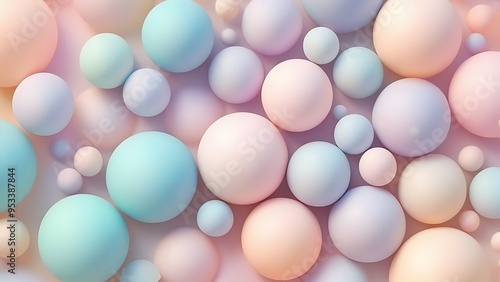 abstract background featuring clusters of pastel spheres varying in size placed against a minimalist AI Generative