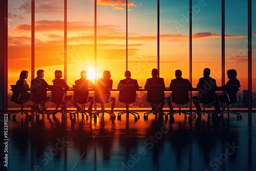 silhouette of people during a business meeting 