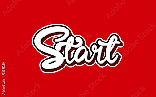 lettering start with 3d style red background. 3d text effects