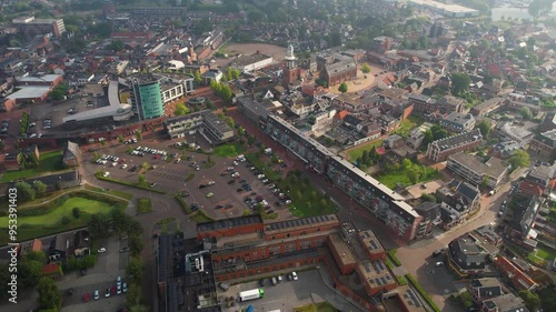 Aerial panorama of the old town of the city Winschoten on a sunny summer day in the Netherlands photo