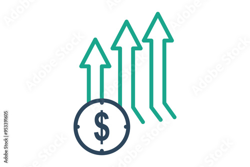 Market icon. line icon style. dollar with up arrow. icon related to SWOT. business elements vector illustration